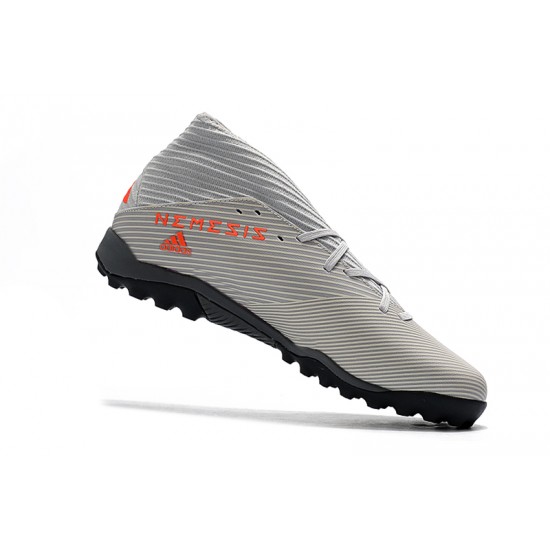Kopačky Adidas Nemeziz 19.3 TF MD Šedá oranžový Kopačky Adidas Nemeziz 19.3 TF MD Šedá oranžový
