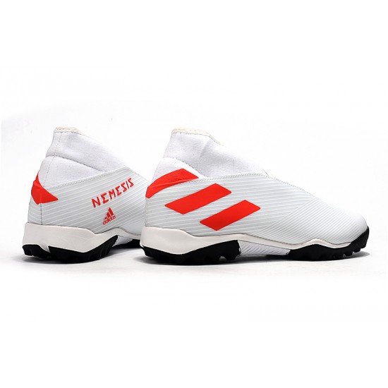Kopačky Adidas Nemeziz 19.3 TF MD Bílý Červené Kopačky Adidas Nemeziz 19.3 TF MD Bílý Červené