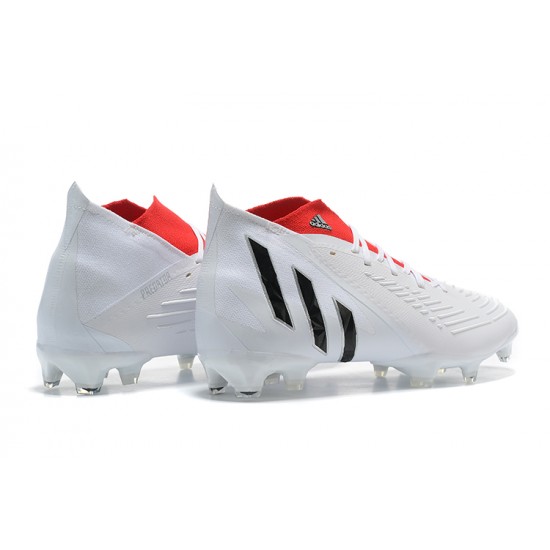 Kopačky Adidas Predator Edge Geometric 1 FG Bílý Červené Černá High-top Kopačky Adidas Predator Edge Geometric 1 FG Bílý Červené Černá High-top