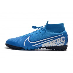 2020 Kopačky Nike Mercurial Superfly 7 Elite MDS TF Flyknit Modrý Bílý