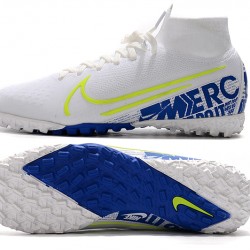 2020 Kopačky Nike Mercurial Superfly 7 Elite MDS TF Flyknit Bílý Modrý