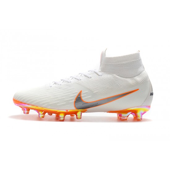 Kopačky Nike Mercurial Superfly VI 360 Elite AG Bílý Stříbrný oranžový Kopačky Nike Mercurial Superfly VI 360 Elite AG Bílý Stříbrný oranžový