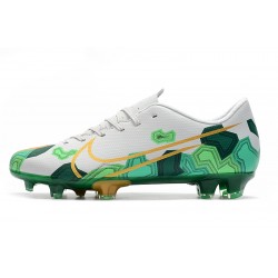 Kopačky Nike Mercurial Vapor XIII FG Bílý Zelená Zlatý
