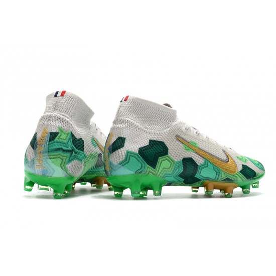 Kopačky Nike Superfly VII Elite SE AGf Bílý Zelená Zlatý Kopačky Nike Superfly VII Elite SE AGf Bílý Zelená Zlatý