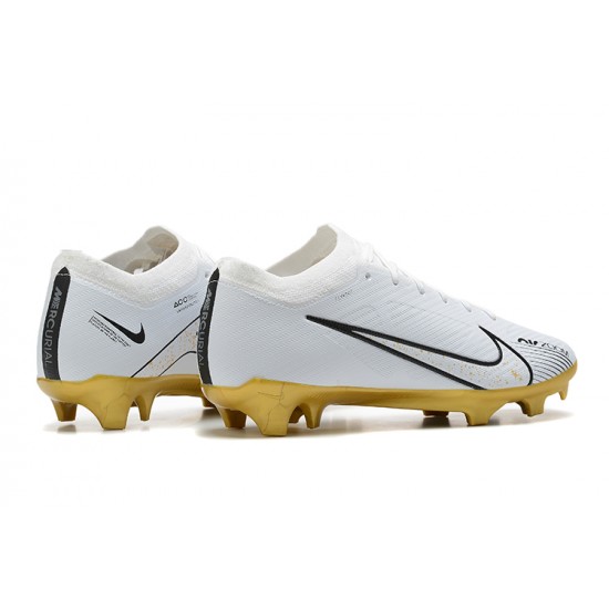 Kopačky Nike Air Zoom Mercurial Vapor XV Elite FG Bílý Zlato Černá Low-top Kopačky Nike Air Zoom Mercurial Vapor XV Elite FG Bílý Zlato Černá Low-top