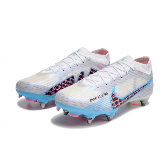 Kopačky Nike Air Zoom Mercurial Vapor XV Elite SG Low-top Bílý Modrý Růžový Kopačky Nike Air Zoom Mercurial Vapor XV Elite SG Low-top Bílý Modrý Růžový
