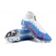 Kopačky Nike Mercurial Superfly 8 Elite FG High-top Bílý Modrý Sliver Kopačky Nike Mercurial Superfly 8 Elite FG High-top Bílý Modrý Sliver