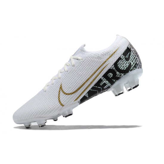 Kopačky Nike Mercurial Vapor 13 Elite FG Bílý Černá Zlato Zelená Low-top Kopačky Nike Mercurial Vapor 13 Elite FG Bílý Černá Zlato Zelená Low-top