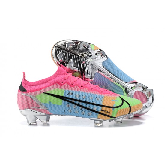Kopačky Nike Mercurial Vapor Xiv Elite FG Růžový Modrý Zelená Černá Sliver Low-top Kopačky Nike Mercurial Vapor Xiv Elite FG Růžový Modrý Zelená Černá Sliver Low-top