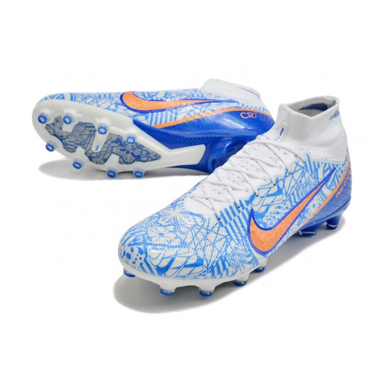Kopačky Nike Air Zoom Mercurial Superfly IX Elite AG High-top Modrý Bílý Kopačky Nike Air Zoom Mercurial Superfly IX Elite AG High-top Modrý Bílý