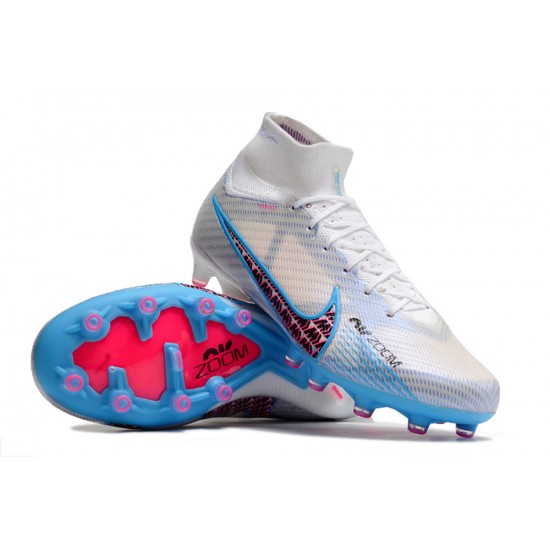 Kopačky Nike Air Zoom Mercurial Superfly IX Elite AG High-top Bílý Modrý Růžový Kopačky Nike Air Zoom Mercurial Superfly IX Elite AG High-top Bílý Modrý Růžový