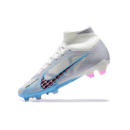 Kopačky Nike Air Zoom Mercurial Superfly Ix Elite Fg Bílý Modrý Růžový Červené High-top Football Cleats Kopačky Nike Air Zoom Mercurial Superfly Ix Elite Fg Bílý Modrý Růžový Červené High-top Football Cleats