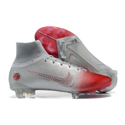 Kopačky Nike Superfly 8 Elite FG Šedá Sliver Červené High-top