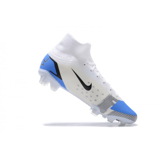 Kopačky Nike Superfly 8 Elite FG Bílý Modrý Černá High-top Kopačky Nike Superfly 8 Elite FG Bílý Modrý Černá High-top