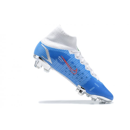 Kopačky Nike Superfly 8 Elite FG Bílý Modrý Oranžovýý High-top Kopačky Nike Superfly 8 Elite FG Bílý Modrý Oranžovýý High-top