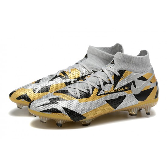 Kopačky Nike Phantom GT Elite Dynamic Fit FG High-top Sliver Zlato Kopačky Nike Phantom GT Elite Dynamic Fit FG High-top Sliver Zlato