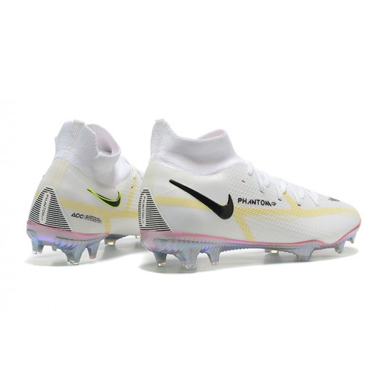 Kopačky Nike Phantom GT2 Dynamic Fit Elite FG Bílý Černá Šedá Žlutý Modrý High-top Kopačky Nike Phantom GT2 Dynamic Fit Elite FG Bílý Černá Šedá Žlutý Modrý High-top
