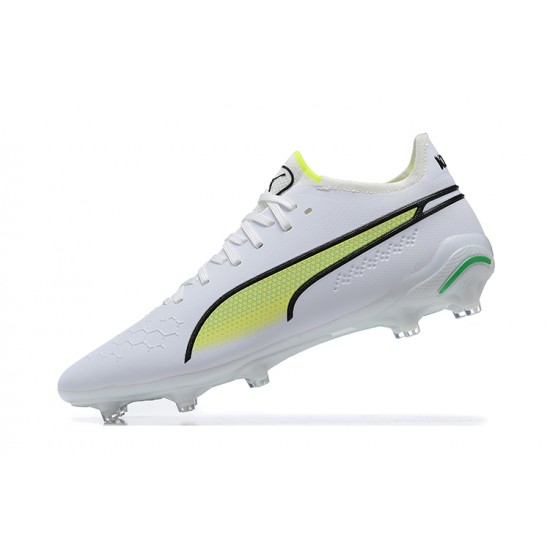 Kopačky Puma King Ultimate Icon MG Low-Top Bílý Zelená Žlutý Kopačky Puma King Ultimate Icon MG Low-Top Bílý Zelená Žlutý