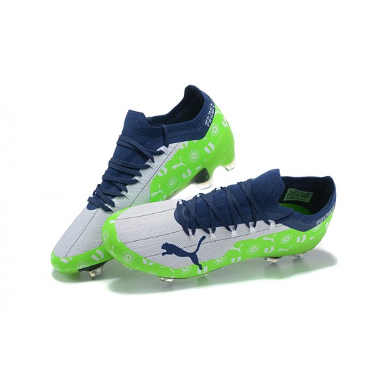 Kopačky Puma Ultra 1 3 FG AGG Sunblaze Puma Bílý Modrýmazing Bílý Zelená BLue Low-top Kopačky Puma Ultra 1 3 FG AGG Sunblaze Puma Bílý Modrýmazing Bílý Zelená BLue Low-top
